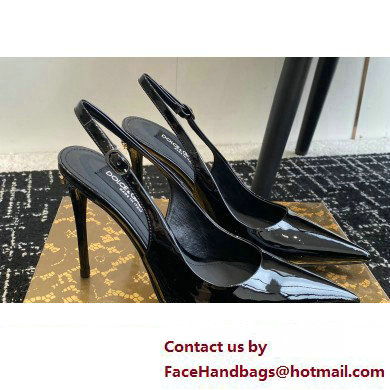 Dolce  &  Gabbana Heel 10cm Patent Leather Slingbacks Black 2024